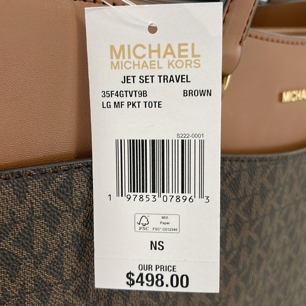 Michael Kors Jet Set Travel Large Signature Logo Pocket Tote Bag
Brown NWT - Picture 14 of 16
